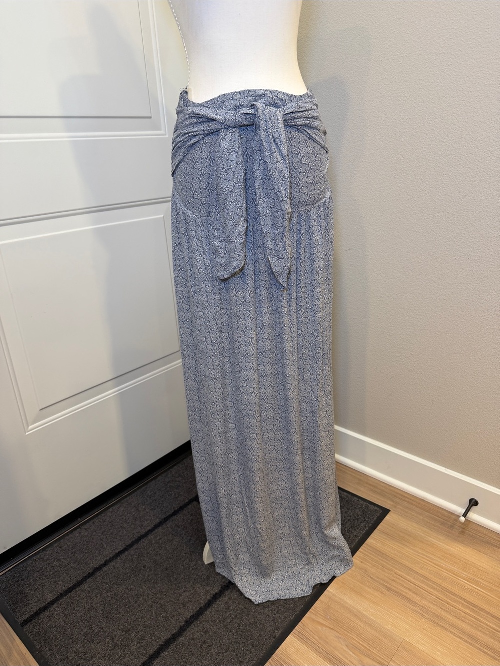 Light Blue Tie-Waist Maxi Skirt